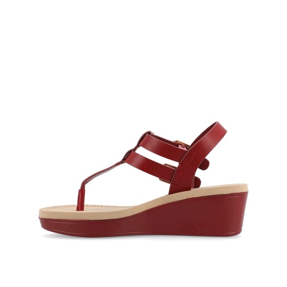 Journee collection Bianca Women's Red Wedge Sandals size 7M - Picture 3 of 7